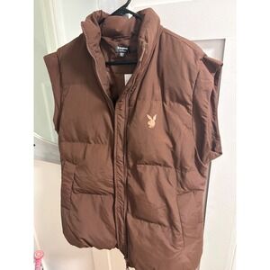 Playboy by PacSun Brown Puffer Vest Sleeveless Jacket XS/S NWT 0018-020